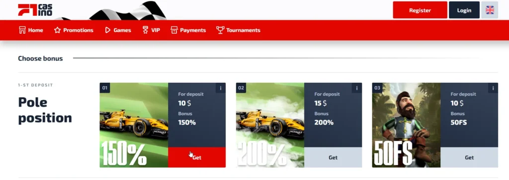 f1casino бездепозитний промокод